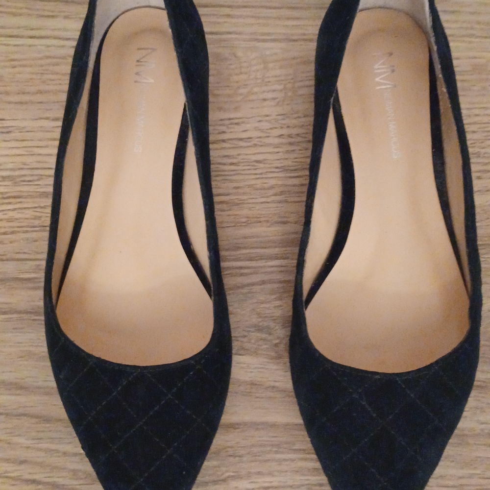 Neiman Marcus Black Quilted Flats